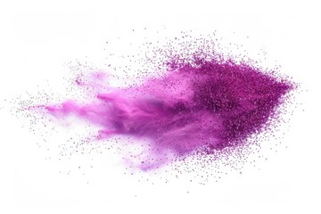 Poster - Floating violet chalk pieces and dust, isolated on white background