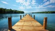© Vlad - Dock at Ludington State Park. Scenic View of Lake in Summer Day and Nature Wilderness. Ludington, Michigan