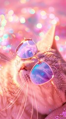 Sticker - Pink cat glasses photo accessories photography sunglasses.