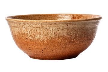 Wall Mural - rustic stoneware bowl with a hand-thrown texture and a warm, earthy color. Isolated on white background