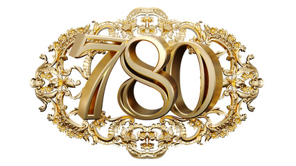 Wall Mural - golden number seven hundred eighty in the center of decorative golden vintage frames, number 780