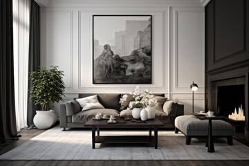 Poster - Scandinavian classic living room architecture furniture building.