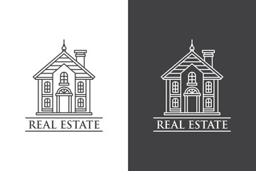 Sticker - Real estate business line art logo. minimalist architecture building symbol logo concept