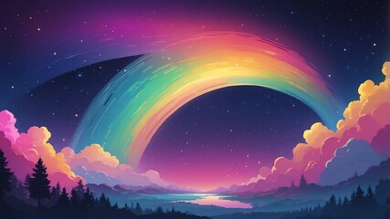 Poster - rainbow night sky abstract background design