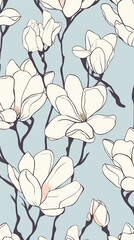 Poster - Stroke painting of magnolia wallpaper pattern blossom flower.