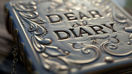 Ornate Diary Cover with 'Dear Diary' Embossed