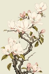 Wall Mural - An isolated magnolia flower art blossom.