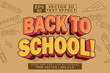 © Mom - Back to school cartoon style editable 3d text effect premium vector. Vector illustration 1