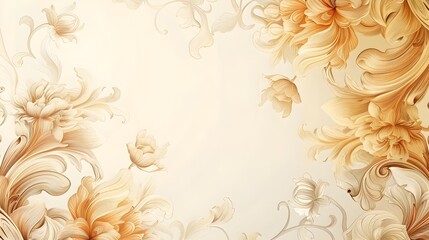 Wall Mural - Elegant Art Nouveau Frame with Intricate Floral Patterns and Soft Color Tones Vintage Artwork Background