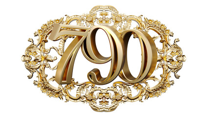 Wall Mural - golden number seven hundred ninety in the center of decorative golden vintage frames, number 790
