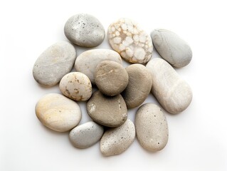 Wall Mural - Isolated rock pile with white background and texture, top view