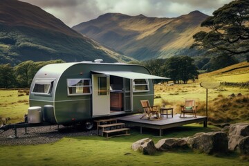 Wall Mural - Modern caravan home outdoors vehicle camping.