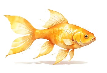 Wall Mural - Concept photo of a yellow Goldfish watercolor illustration with space for text