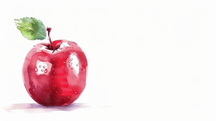 Wall Mural - a red apple with a leaf on top of it