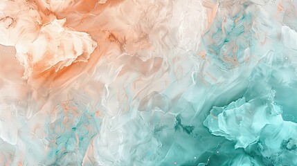 Canvas Print - Abstract wallpaper with white paper texture teal and peach gradients and light glows