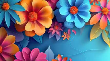 Wall Mural - Abstract background featuring vibrant flowers and seamless gradient transitions