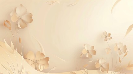 Wall Mural - Calming background with minimalist flower shapes in soft earthy tones