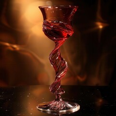 Wall Mural - crimson wine cascade forming elegant spiral crystalline droplets suspended midair luminous highlights on pristine goblet