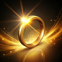 Wall Mural - Golden rings on a black background. 3d rendering, 3d illustration.