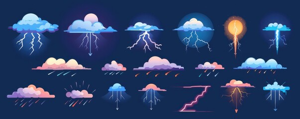 Wall Mural - A collection of different types of clouds and weather conditions.