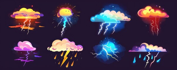 Wall Mural - A collection of different types of clouds and weather conditions.