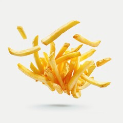 Wall Mural - Crispy golden flying French fries