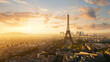 © Rames studio - The Eiffel tower in Paris France panoramic city background with sunset