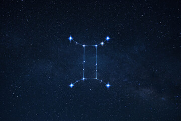 Wall Mural - zodiac sign twins on the starry sky with stars. astrology, concept