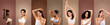 © Prostock-studio - A series of images showcasing a diverse group of women applying deodorant after showering, in a studio setting. The women are wearing white bras and are standing against a backdrop