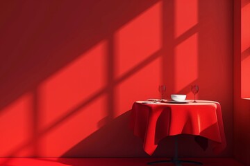 valentines day, red luxury dining table setting