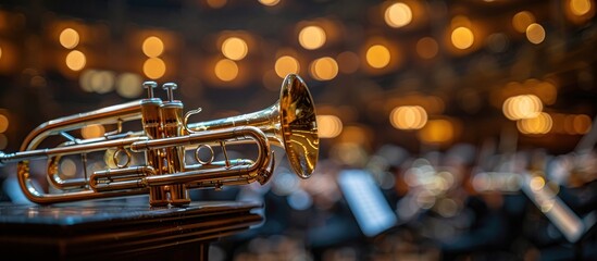 Wall Mural - Golden Trumpet In Orchestra Setting