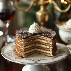 Wall Mural - Close-up of a Chocolate and Vanilla Cake