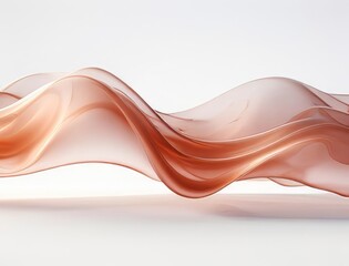 Wall Mural - Airy, transparent as a haze, silk 3d wave red color on white background, 3d render,abstract, background, banner.