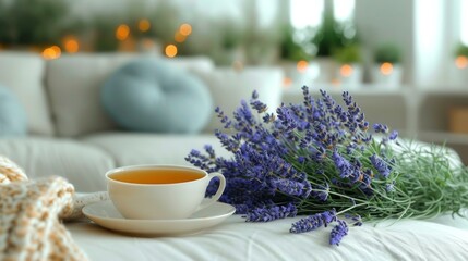 Wall Mural - Relaxing Tea Time, Soothing Lavender Aroma