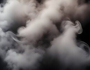 Wall Mural - Abstract misty fog on isolated black background. 