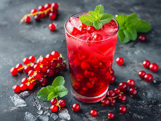 Sticker - Refreshing Summer Red Currant Drink With Mint Garnish