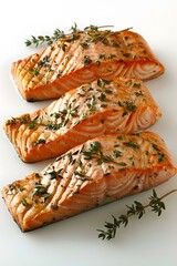 Wall Mural - Delicious Grilled Salmon Fillets with Thyme