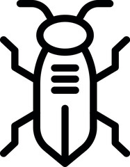 Wall Mural - Simple line icon of a beetle crawling, isolated on a white background