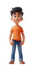 Poster - [Transparent Background PNG]3D rendering of a cute cartoon boy