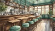 © RORON - cafe with mint wooden style