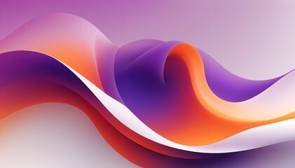 Wall Mural - Abstract colorful wavy shapes in shades of purple, orange, and white