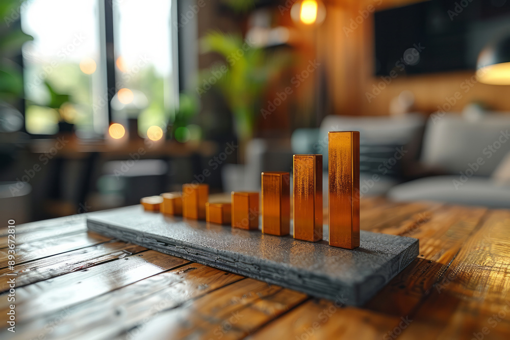 Minimalist design with a bar graph filling up smoothly, indicating high ...