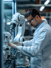 Poster - Robotics Engineers Meticulously Testing New Automated Systems in the Lab