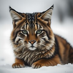 Wall Mural - Siberian Tiger in the snow, Panthera tigris. generative ai