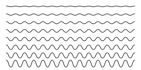Wall Mural - set of curvy horizontal lines. wavy borders. sine or cosine curves. water, fluid, air or wind symbol