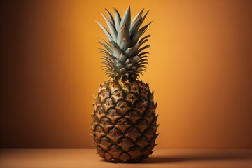 Pineapple on a orange background. ai generated