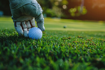 Tee set on golf ball.