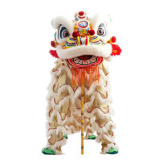 Wall Mural - Poles climbing lion dance isolated on transparent or white background