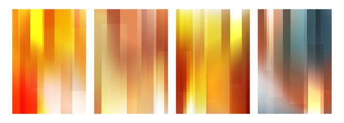 Poster - Autumn colors. Defocused bright colored abstract backgrounds with vertical dynamic lines. Blurred vibrant color gradients for Fall season creative graphic design. Vector illustration.