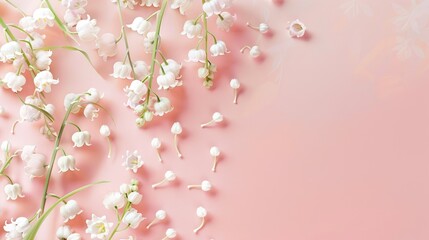 Poster - Pink invitation card featuring lily of the valley